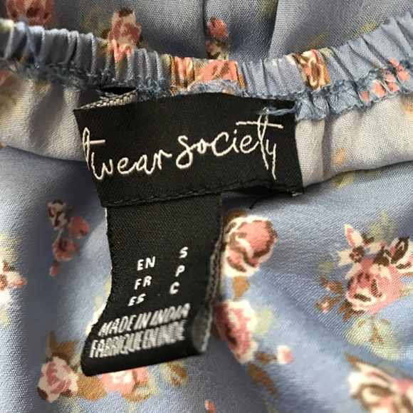 Streetwear Society Long Sleeve Sweetheart Neckline Tie Floral Dress S Blue Peach - Picture 15 of 15